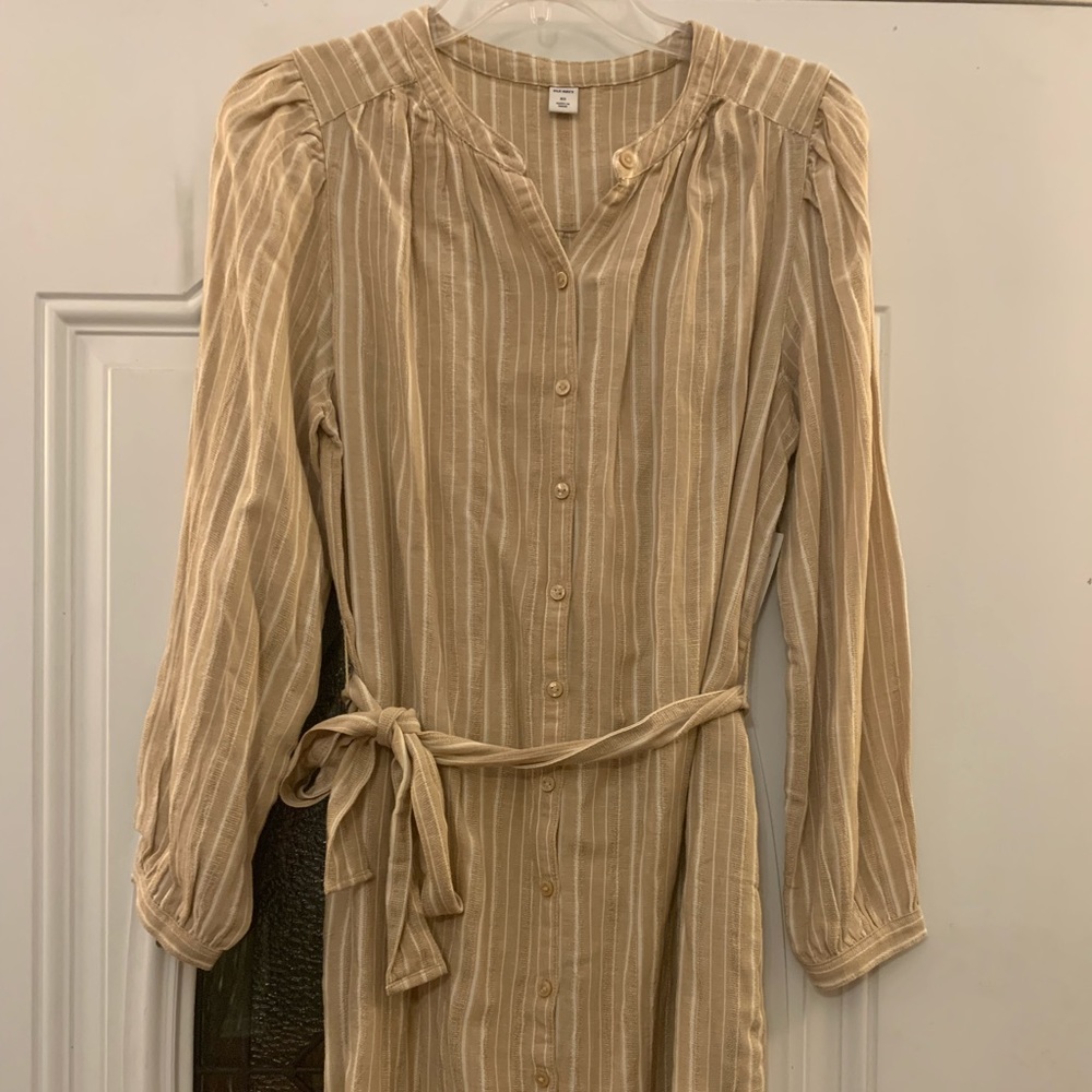 Old Navy XS NWT Khaki Stripe Dress with Belt - Picture 6 of 6